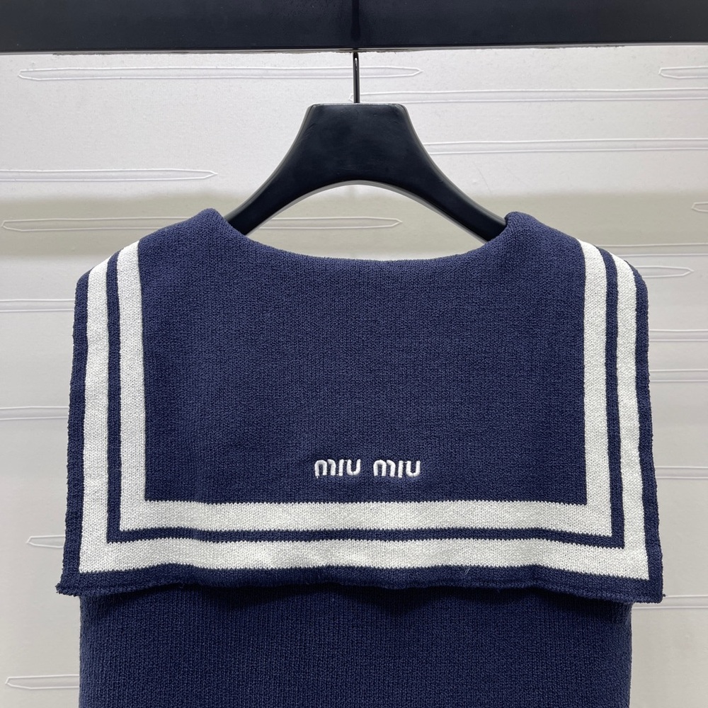 Miu Miu Blue Tank Top with White Scarf Accent - Picture 4 of 6